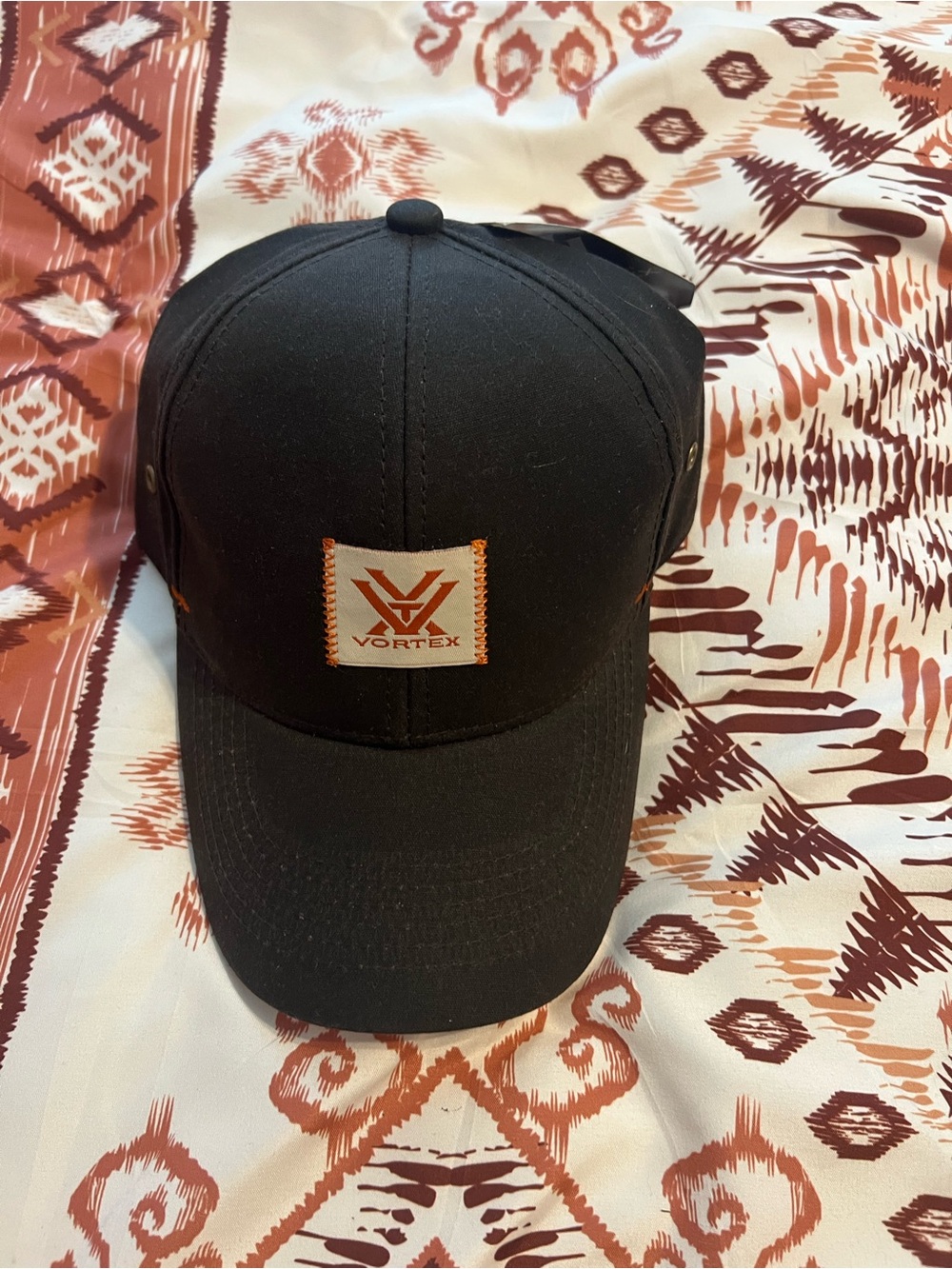 Vortex Black Baseball Cap with Orange Patch